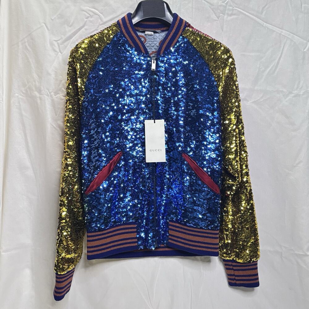GUCCI LOVED Sequin Bomber Jacket Blind For Love Collection 2018 Sz 44